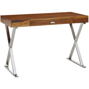 Schreibtisch Wohnling WL6.539, sheesham / silber