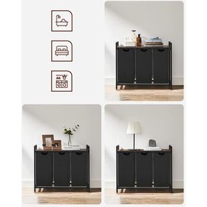 Produktbild für Wäschekorb Vasagle BLH301B01, schwarz, 3 Fächer