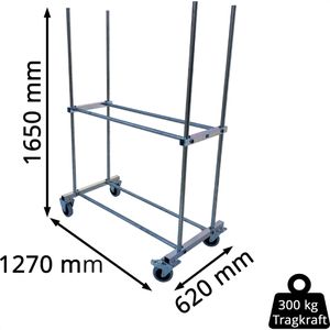 Produktbild für Reifenwagen Bertele Basic, aus Metall, silber, für 8 Reifen