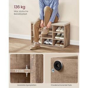 Produktbild für Schuhbank Vasagle LHS009K02, braun, aus Holz