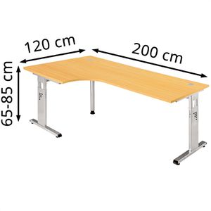 Produktbild für Schreibtisch Hammerbacher O-Serie, buche / silber