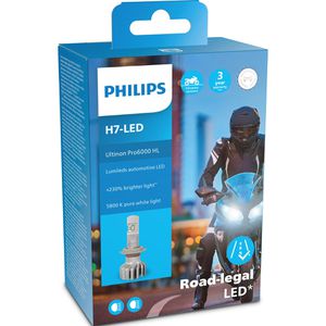 Motorrad-Lampe Philips Ultinon Pro6000, 5800 Kelvin, H7