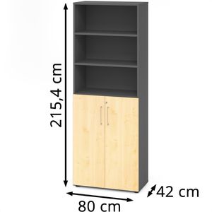Produktbild für Kombischrank Hammerbacher Serie 9 Advanced, ahorn / graphit