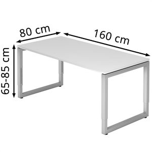 Produktbild für Schreibtisch Hammerbacher R-Serie, weiß / silber