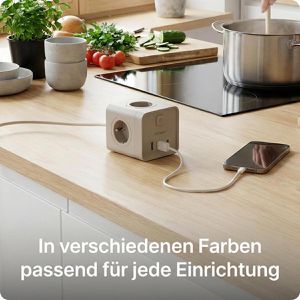 Produktbild für Steckdosenwürfel Voomy Power Cube S7, mit Schalter, beige