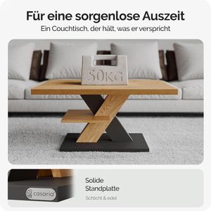 Produktbild für Couchtisch CASARIA Detroit, aus Holz, braun / grau