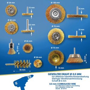 Produktbild für Drahtbürste S&amp;R 135.002.007, Set Ø28-75mm