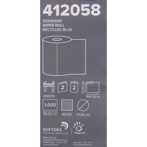 Produktbild für Putztuchrolle Papernet 412058, aus Zellstoff, blau