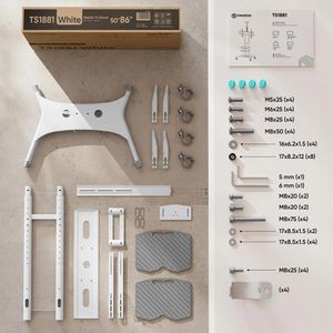 Produktbild für TV-Ständer Onkron TS1881-W, mit Ablage &amp; Rollen, weiß, Metall