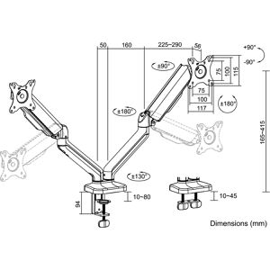 Produktbild für Monitorhalterung LogiLink BP0177, VESA 75x75 &amp; 100x100 mm