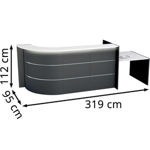 Produktbild für Empfangstheke Kerkmann Bari 3602, L-Form, anthrazit / weiß