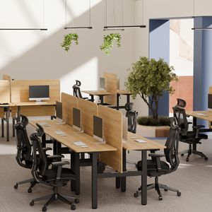 Produktbild für Schreibtisch FlexiSpot EH1B, Doppelarbeitsplatz, ahorn/schwarz
