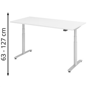 Schreibtisch Hammerbacher XDLR16, weiß / silber