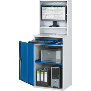 Produktbild für Computerschrank Rau Modell 65, lichtgrau / blau