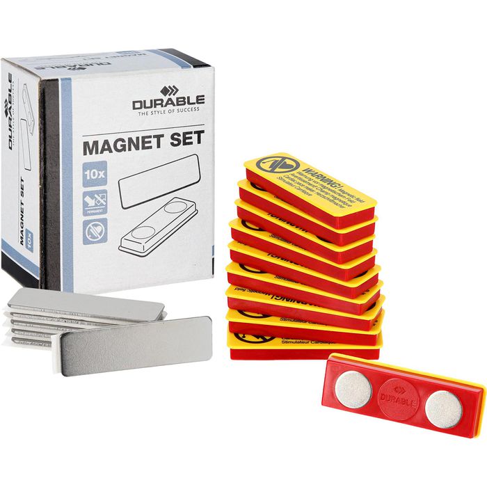 Durable Magnete 891700, selbstklebendes Magnetset, rechteckig, rot