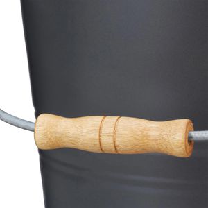 Produktbild für Ascheeimer Relaxdays 10033833, grau, mit Holzgriff und Deckel