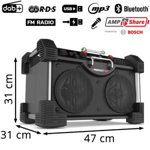 Produktbild für Baustellenradio PerfectPro ROCKHART, Akku 18V