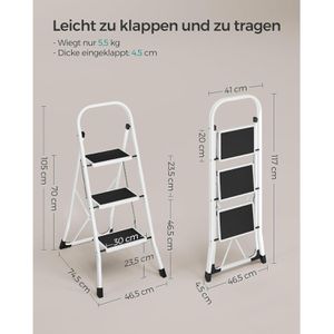Produktbild für Klapptritt Songmics GSL03WT, weiß, aus Stahl
