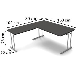 Produktbild für Schreibtisch Kerkmann start up, anthrazit / silber