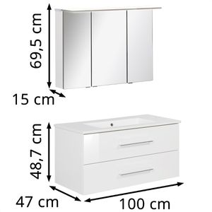Produktbild für Waschtisch Fackelmann B.perfekt, mit Spiegelschrank, weiß