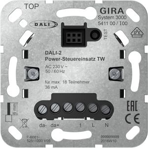 Produktbild für Dimmer Gira 541100 Power-Steuereinsatz TW, S 3000, Unterputz