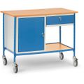 Stehpult Fetra Rolltisch, 5866 mit Rollen, blau / buche / grau