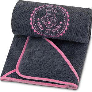 Handtuch HUND-IST-KÖNIG HHT-V4, grau-rosa, 75 x 130 cm