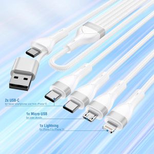 Produktbild für Ladekabel 4smarts Multi 4in2, weiß, 1,2m