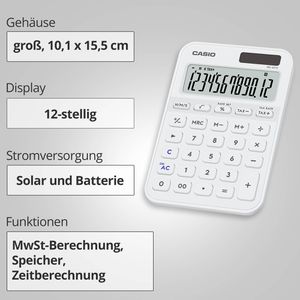 Produktbild für Taschenrechner Casio MS 20YC WE, mit Zeitberechnung