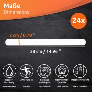 Produktbild für Antirutsch-Aufkleber ECENCE Streifen, 24 Stück