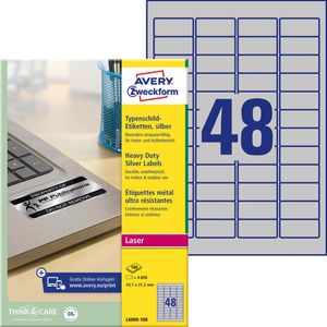 Produktbild für Typenschild-Etiketten Zweckform L6009-100, silber
