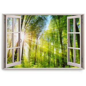 Wandbild Sinus-Art Fensterbild Grüner Wald, 120 x 80 cm