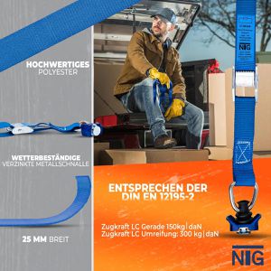 Produktbild für Spanngurt NTG blau, mit Airline-Fitting &amp; Klemmschloss