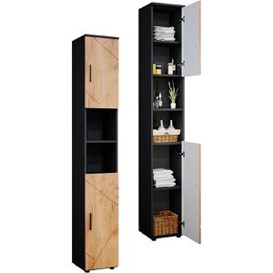 Produktbild für Badschrank Vicco Irma, 4 Füße, anthrazit / goldkraft eiche