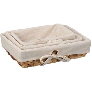 Produktbild für Brotkorb Relaxdays 10046052, geflochten, aus Stroh / Stoff
