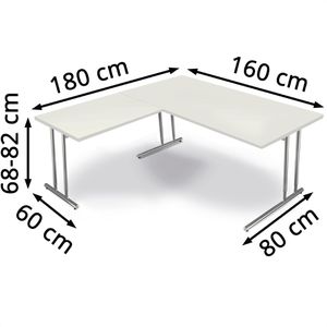 Produktbild für Schreibtisch Kerkmann Artline, weiß / chrom