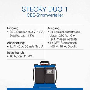 Produktbild für CEE-Stromverteiler as-Schwabe Stecky Duo 1, mobil, für außen