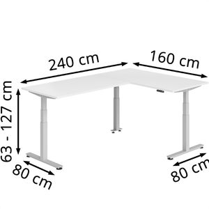 Produktbild für Schreibtisch Hammerbacher XDSMW, weiß / silber