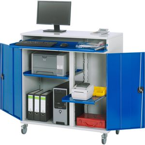 Computerschrank Rau Modell 60, lichtgrau / blau