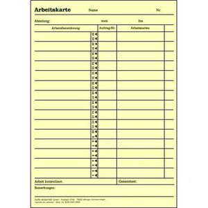 Produktbild für Stempelkarte Bürk Typ 10 Arbeitskarten