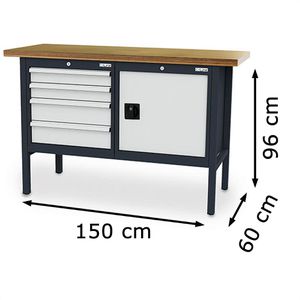 Produktbild für Werkbank Simplaflex CL66041KW15, lichtgrau