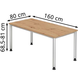 Produktbild für Schreibtisch Hammerbacher H-Serie, asteiche / silber