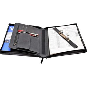 Produktbild für Schreibmappe Menzo MB55, schwarz, Echt Leder