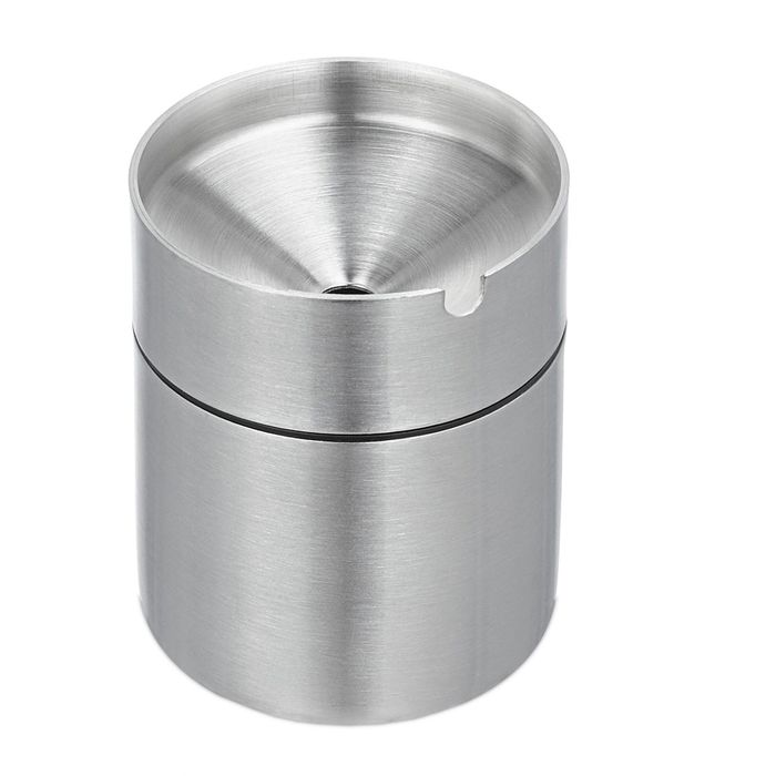 Relaxdays Aschenbecher silber, Indoor & Outdoor, mit Deckel, Tischascher aus Edelstahl, 7 x 9 cm, winddicht, 0,3 Liter – Böttcher AG
