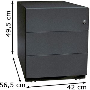 Produktbild für Rollcontainer Bisley Note, aus Metall, schwarz