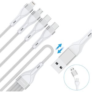 Produktbild für Ladekabel 4smarts Multi 4in2, weiß, 1,2m