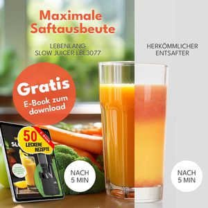 Produktbild für Entsafter LEBENLANG LBL3077, Slow Juicer