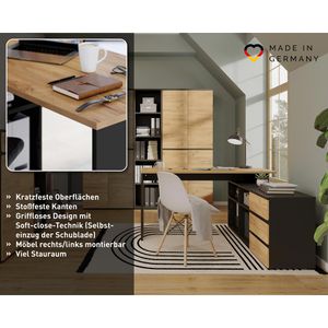 Produktbild für Schreibtisch Germania Lissabon 4187, eiche / graphit