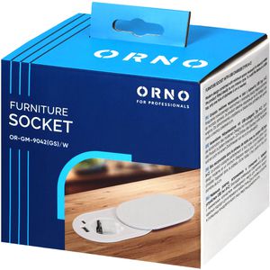 Produktbild für Einbausteckdose Orno GM-9042, weiß, mit 1,9 m Kabel