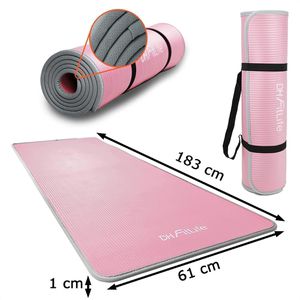 Produktbild für Yogamatte DH-FitLife mit Tragegurt, pink/grau, 1 cm stark